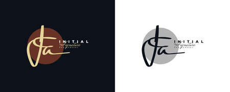 Initial F and A Logo Design with Frame in Elegant and Minimalist Handwriting Style. FA Signature Logo or Symbol for Wedding, Fashion, Jewelry, Boutique, and Business Identityのイラスト素材