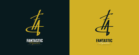 Initial F and A Logo Design with Frame in Elegant and Minimalist Handwriting Style. FA Signature Logo or Symbol for Wedding, Fashion, Jewelry, Boutique, and Business Identityのイラスト素材