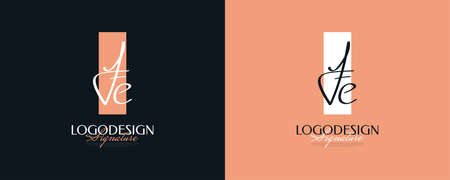 Initial F and E Logo Design with Elegant and Minimalist Handwriting Style. FE Signature Logo or Symbol for Wedding, Fashion, Jewelry, Boutique, and Business Identityのイラスト素材