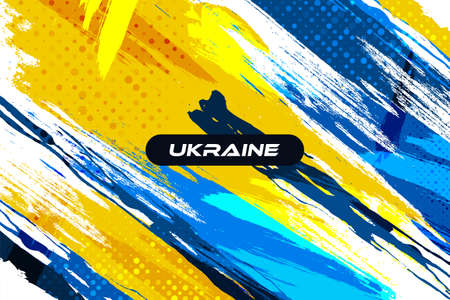Ukraine Background with Brush Style and Halftone Effect. Ukraine Flag with Grunge and Brush Concept Isolated on White Backgroundのイラスト素材