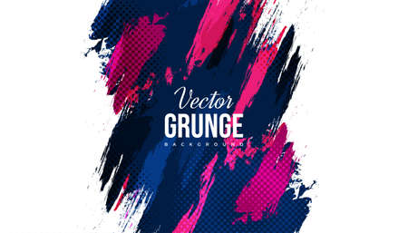 Abstract Colorful Grunge Background with Halftone Style. Brush Stroke Illustration for Banner, Poster. Sports Background. Scratch and Texture Elements For Designのイラスト素材