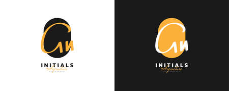 Initial G and N Logo Design in Elegant and Minimalist Handwriting Style. GN Signature Logo or Symbol for Wedding, Fashion, Jewelry, Boutique, and Business Identityのイラスト素材