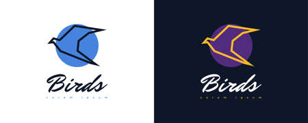 Abstract and Minimalist Bird Logo Design with Line Style. Bird Logo for Business Identityのイラスト素材