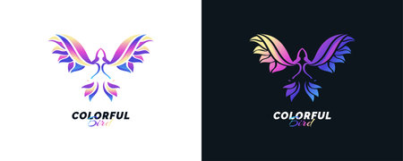 Modern and Colorful Bird Logo Illustration. Bird Logo or Symbol in Dynamic Conceptのイラスト素材