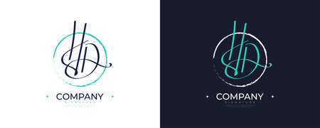 Initial H and D Logo Design with Elegant Handwriting Style. HD Signature Logo or Symbolのイラスト素材
