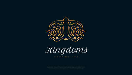 Luxury Golden Crown Logo Design. Royal King or Queen Crown Logo or Icon. Elegant Diadem Vector Illustrationのイラスト素材