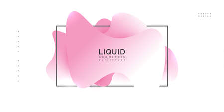Pink and White Liquid Background. Abstract Geometric Background with Fluid Shapes. 3D Wavy Liquid Background for Banner or Posterのイラスト素材