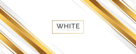 Luxury White and Gold Background Design in Paper Cut Style. Premium White Background with Golden Lines for Award, Nomination, Ceremony, Formal Invitation or Certificate Designのイラスト素材