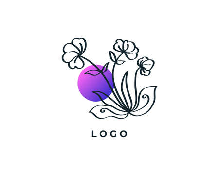 Elegant and Minimalist Flower Logo, Suitable for Beauty Spa, Salon, Cosmetic, Florist, Jewelry, or Fashion Industry Brandのイラスト素材
