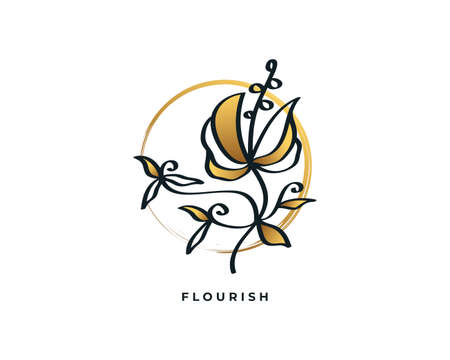Elegant and Minimalist Flower Logo, Suitable for Beauty Spa, Salon, Cosmetic, Florist, Jewelry, or Fashion Industry Brandのイラスト素材