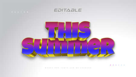 This Summer Text in Colorful and Golden Gradient with 3D Effect. Editable Text Style Effectのイラスト素材