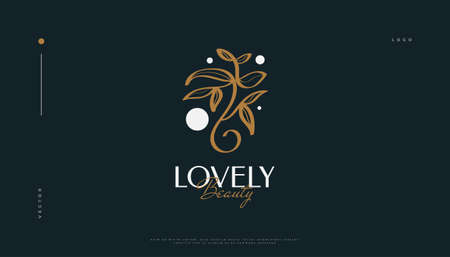 Luxury and Minimal Flower Logo, Suitable for Spa, Beauty, Salon, or Cosmetics Brand. Floral and Leaves Logo Illustrationのイラスト素材