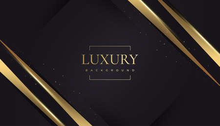 Luxury Black and Gold Background in Paper Cut Style with Glitter and Light Effect. Premium Black and Gold Background for Award, Nomination, Ceremony, Formal Invitation or Certificate Designのイラスト素材