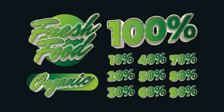 Fresh Food Graphic Label or Sticker. Vector Illustration of Fresh Food and Discount Label Design. Product Label or Badgeのイラスト素材