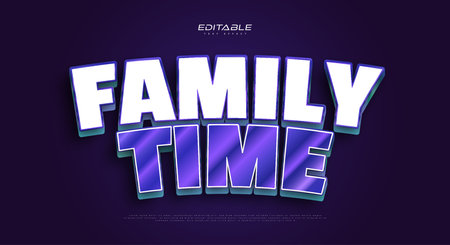 Family Time Text Style with White and Purple 3D Effectのイラスト素材