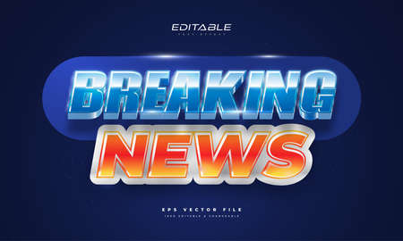 Cool Breaking News Text Style with 3D Effect. Editable News Text Style Effect