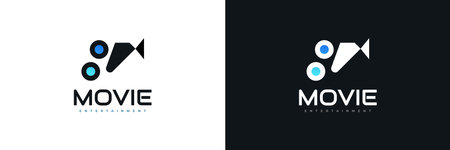 Modern Movie Camera Logo Design. Cinematography Film Production Logoのイラスト素材