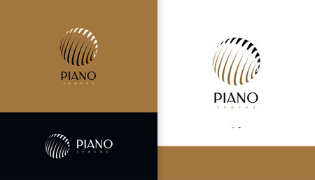 Abstract Piano Logo with Sphere Concept. Piano Pictogram Logo or Icon. Suitable for Music Brand and Store Logosのイラスト素材