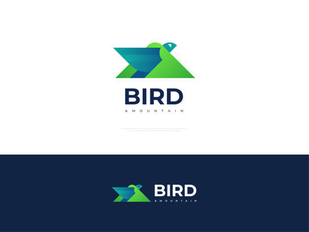 Bird and Mountain Logo with Origami Style. Abstract Bird with Mountain Logo or Icon. Vector Illustrationのイラスト素材