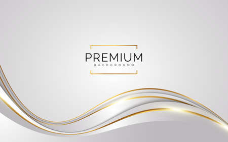 Luxury White and Gold Background with Golden Lines and Paper Cut Style. Premium Gray and Gold Background for Award, Nomination, Ceremony, Formal Invitation or Certificate Designのイラスト素材
