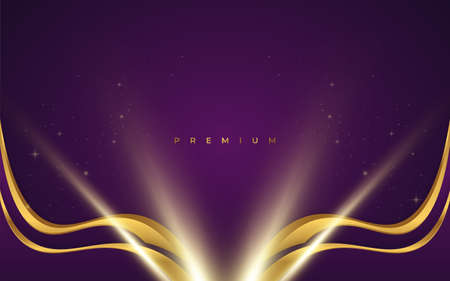 Luxury Purple and Gold Background with Golden Lines and Paper Cut Style. Premium Purple and Gold Background for Award, Nomination, Ceremony, Formal Invitation or Certificate Designのイラスト素材