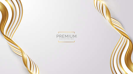 Luxury White and Gold Background with Golden Lines and Paper Cut Style. Premium Gray and Gold Background for Award, Nomination, Ceremony, Formal Invitation or Certificate Designのイラスト素材