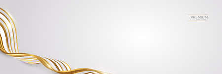 Luxury White and Gold Background with Golden Lines and Paper Cut Style. Premium Gray and Gold Background for Award, Nomination, Ceremony, Formal Invitation or Certificate Designのイラスト素材