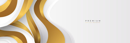 Luxury White and Gold Background with Golden Lines and Paper Cut Style. Premium Gray and Gold Background for Award, Nomination, Ceremony, Formal Invitation or Certificate Designのイラスト素材