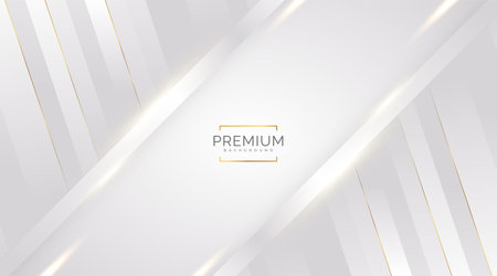 Luxury White and Gold Background with Golden Lines and Paper Cut Style. Premium Gray and Gold Background for Award, Nomination, Ceremony, Formal Invitation or Certificate Designのイラスト素材