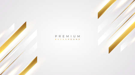Luxury White and Gold Background with Golden Lines and Paper Cut Style. Premium Gray and Gold Background for Award, Nomination, Ceremony, Formal Invitation or Certificate Designのイラスト素材