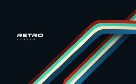 Abstract Retro Background with Colorful Lines. 1970's Background Designのイラスト素材