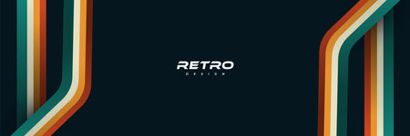 Abstract Retro Background with Colorful Lines. 1970's Background Designのイラスト素材