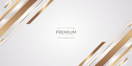 Luxury White and Gold Background with Golden Lines and Paper Cut Style. Premium Gray and Gold Background for Award, Nomination, Ceremony, Formal Invitation or Certificate Designのイラスト素材