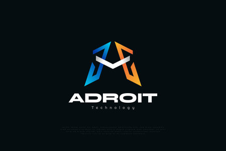 Abstract and Modern Letter A Logo Design with Blue, White, and Orange Gradientのイラスト素材