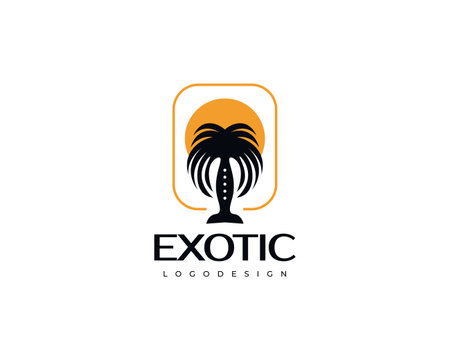 Exotic Palm Tree Logo Design. Suitable for Travel, Spa, or Resort Industry Logoのイラスト素材