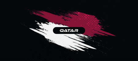 Qatar Flag with Brush and Grunge Style. Flag of Qatar with Sports Conceptのイラスト素材