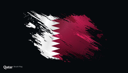 Qatar Flag with Brush and Grunge Style. Flag of Qatar with Sports Conceptのイラスト素材