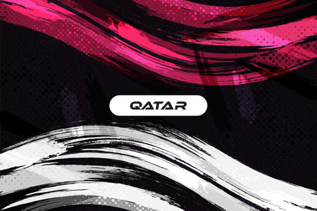 Qatar Flag with Brush and Grunge Style. Flag of Qatar with Sports Conceptのイラスト素材