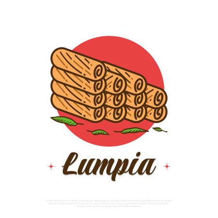 Lumpia, Traditional Food From Indonesia. Illustration of Indonesian Snackのイラスト素材