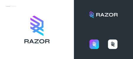 Abstract RR Monogram Logo Design. Modern and Colorful Letter R Logo for Business and Technology Brand Identityのイラスト素材