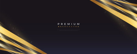 Luxury and Elegant Blue and Gold Background with Golden Light and Paper Cut Style. Can be Used for Award, Banner, Card, Nomination, Ceremony, Formal Invitation or Certificate Designのイラスト素材