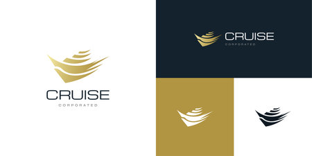 Luxury Golden Cruise Logo Design. Yacht Logo or Iconのイラスト素材