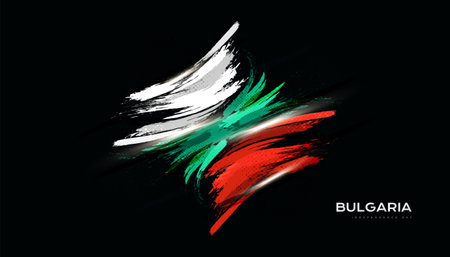 Flag of Bulgaria with Brush Style, Grunge Effect and Golden Lightのイラスト素材