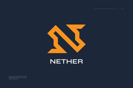 Abstract and Simple Initial Letter N Logo Design Isolated on Blue Backgroundのイラスト素材