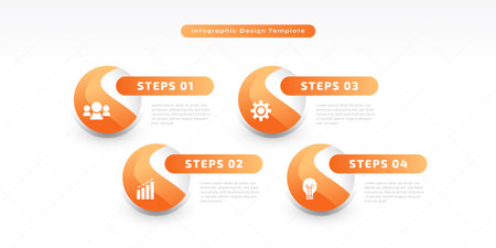 Modern Infographic Design Template with 4 Options or Steps. Can be used for Presentation, Workflow Layout, Diagram, or Annual Report. Timeline Diagram Presentation Designのイラスト素材