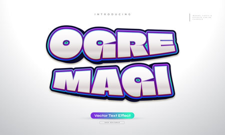 Ogre Magi Text with Game Style in Colorful and 3D Effect. Editable Text Effectのイラスト素材