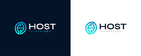Simple and Modern Letter H Logo in Blue and Green Gradient Style. Suitable for Business and Technology Company Logoのイラスト素材