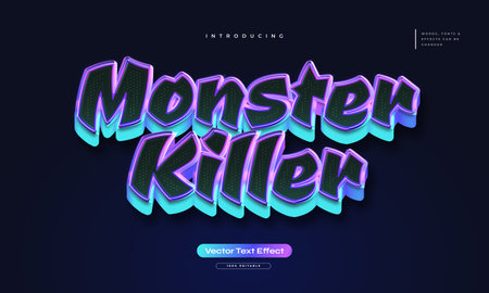 Monster Killer Text Style with 3D Effect. Editable Colorful Game Text Effectのイラスト素材