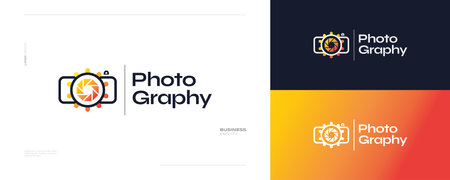 Camera and Sun Logo Design in Minimalist Concept. Suitable for Photography Studio, Cinema or Movie...