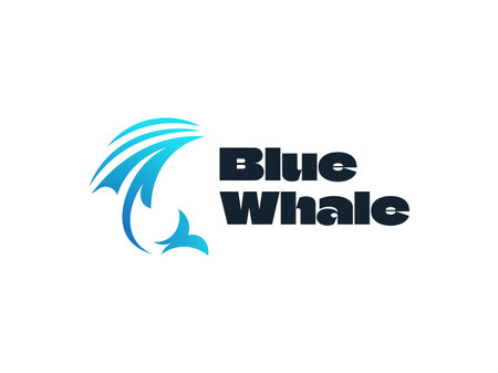 Blue Whale Logo with Abstract and Simple Conceptのイラスト素材